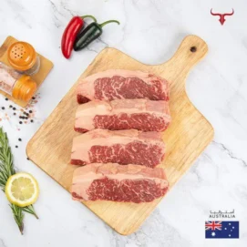 4 steaks offer AUS Angus Beef Striploin 250gm x 4